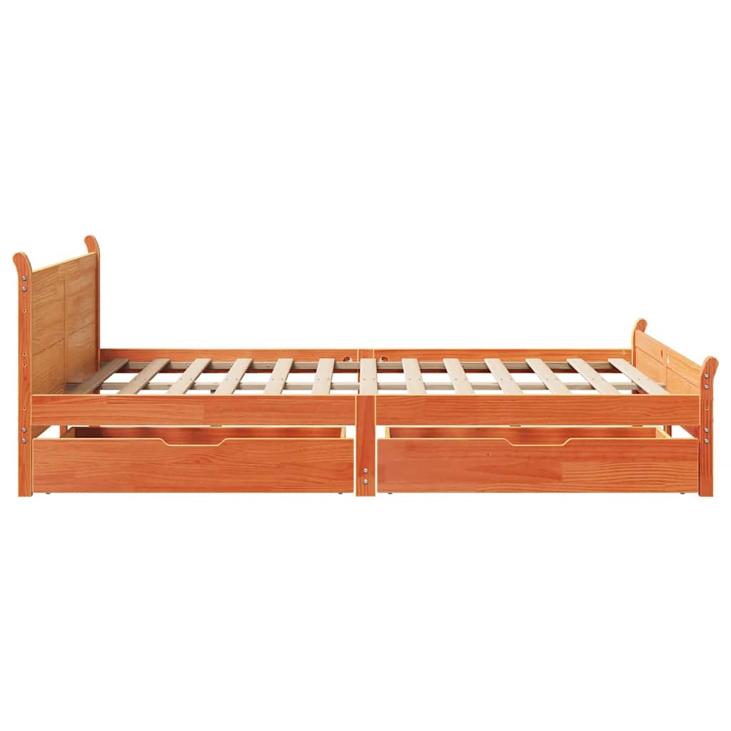 viaszbarna tömör fenyőfa ágy matrac nélkül 135 x 190 cm