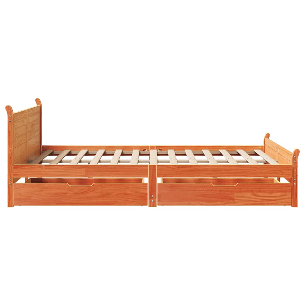 viaszbarna tömör fenyőfa ágy matrac nélkül 120 x 190 cm