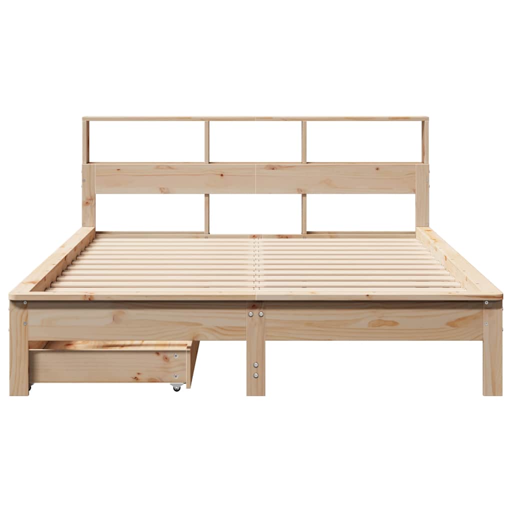 tömör fenyőfa könyvespolcos ágy matrac nélkül 140 x 190 cm