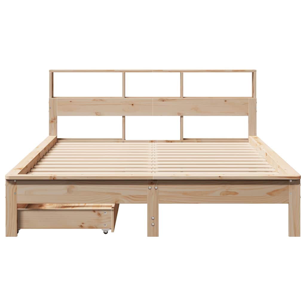 tömör fenyőfa könyvespolcos ágy matrac nélkül 135 x 190 cm