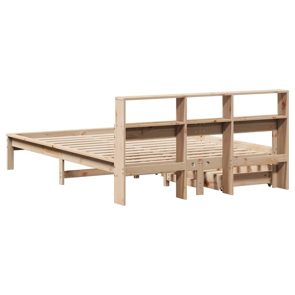 tömör fenyőfa könyvespolcos ágy matrac nélkül 135 x 190 cm