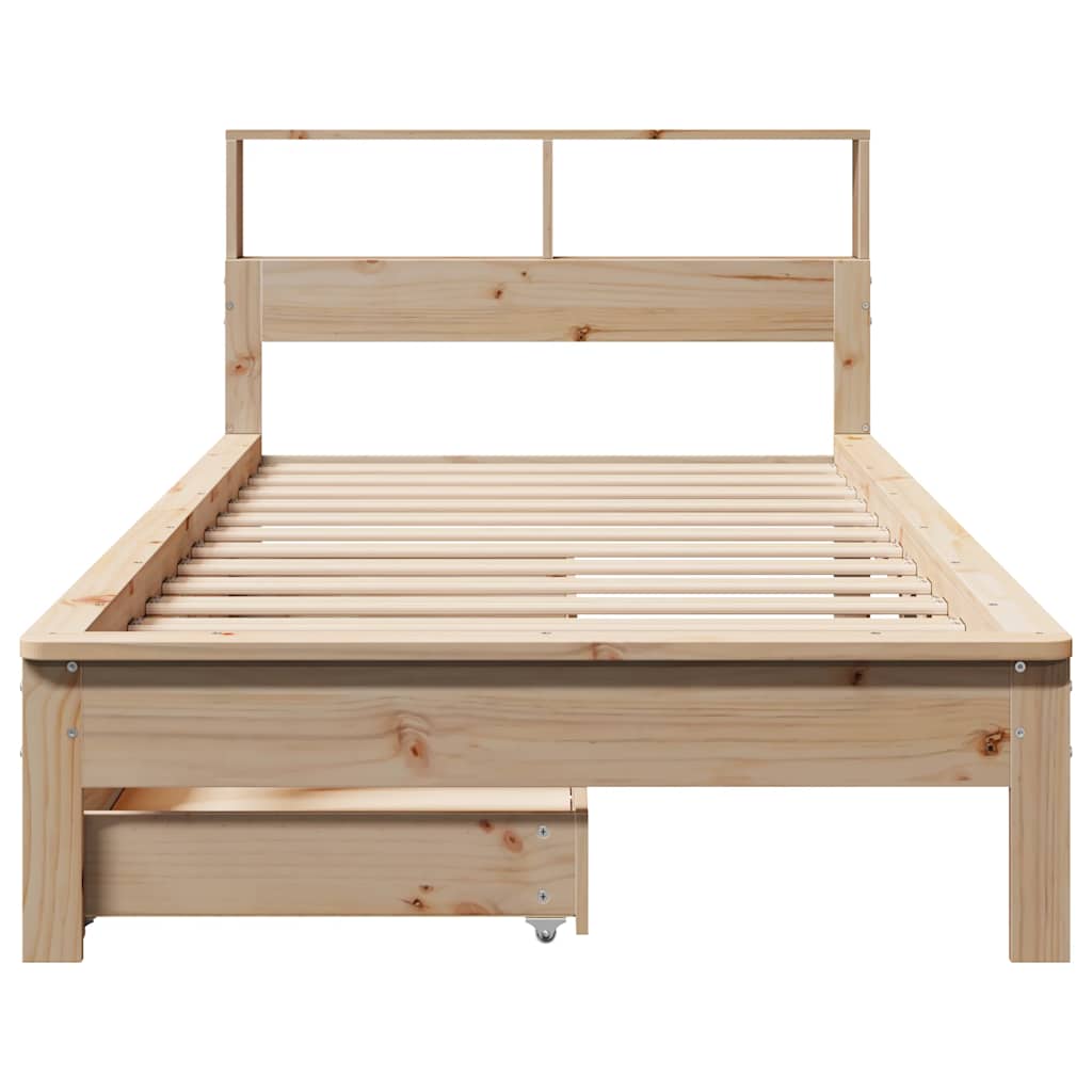 tömör fenyőfa könyvespolcos ágy matrac nélkül 90 x 190 cm