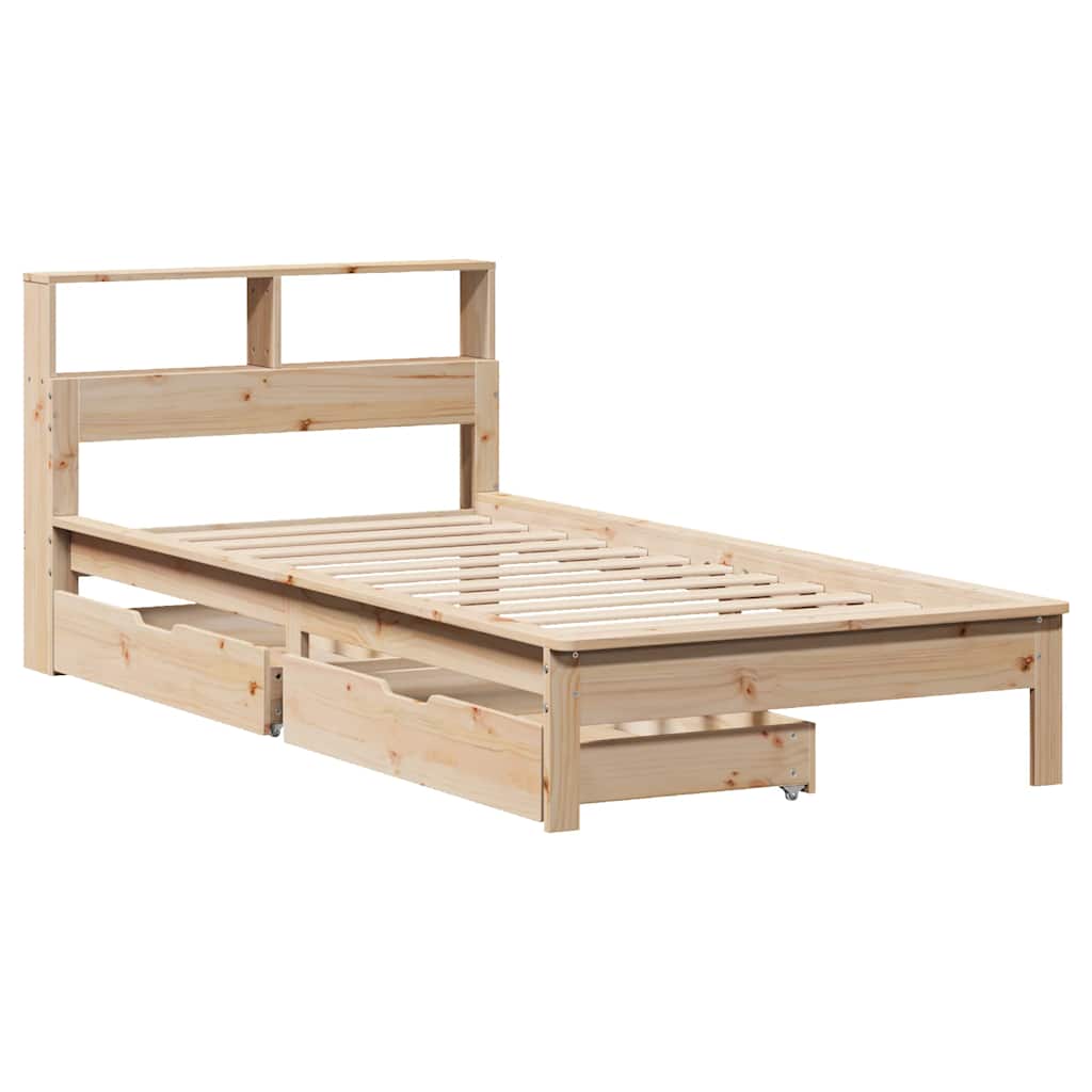 tömör fenyőfa könyvespolcos ágy matrac nélkül 75 x 190 cm