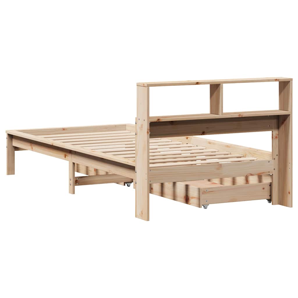 tömör fenyőfa könyvespolcos ágy matrac nélkül 75 x 190 cm