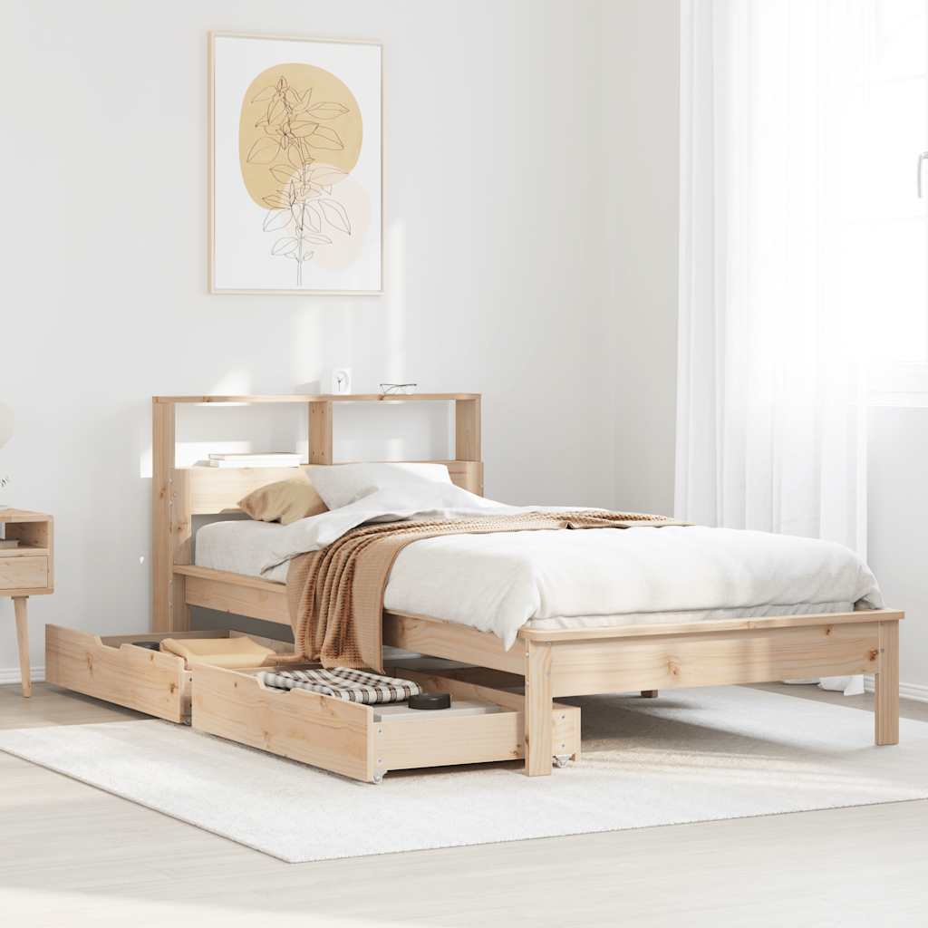 tömör fenyőfa könyvespolcos ágy matrac nélkül 75 x 190 cm