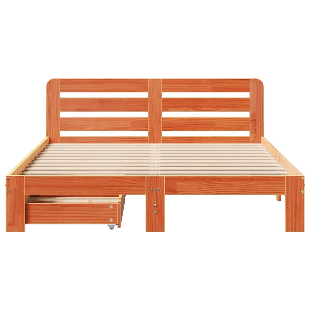 viaszbarna tömör fenyőfa ágy matrac nélkül 120 x 200 cm