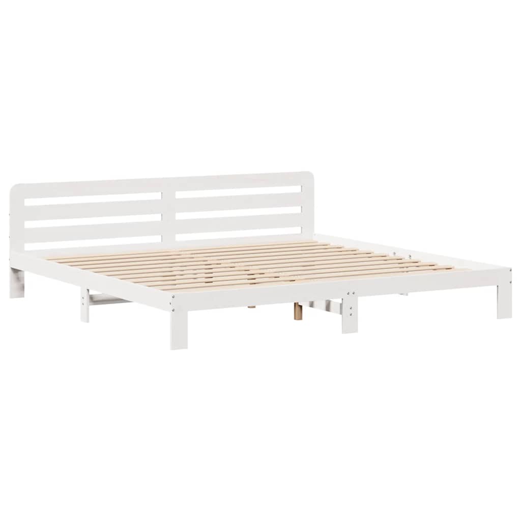 fehér tömör fenyőfa ágy matrac nélkül 200 x 200 cm
