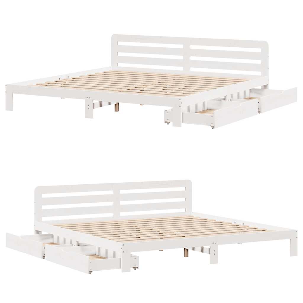 fehér tömör fenyőfa ágy matrac nélkül 200 x 200 cm