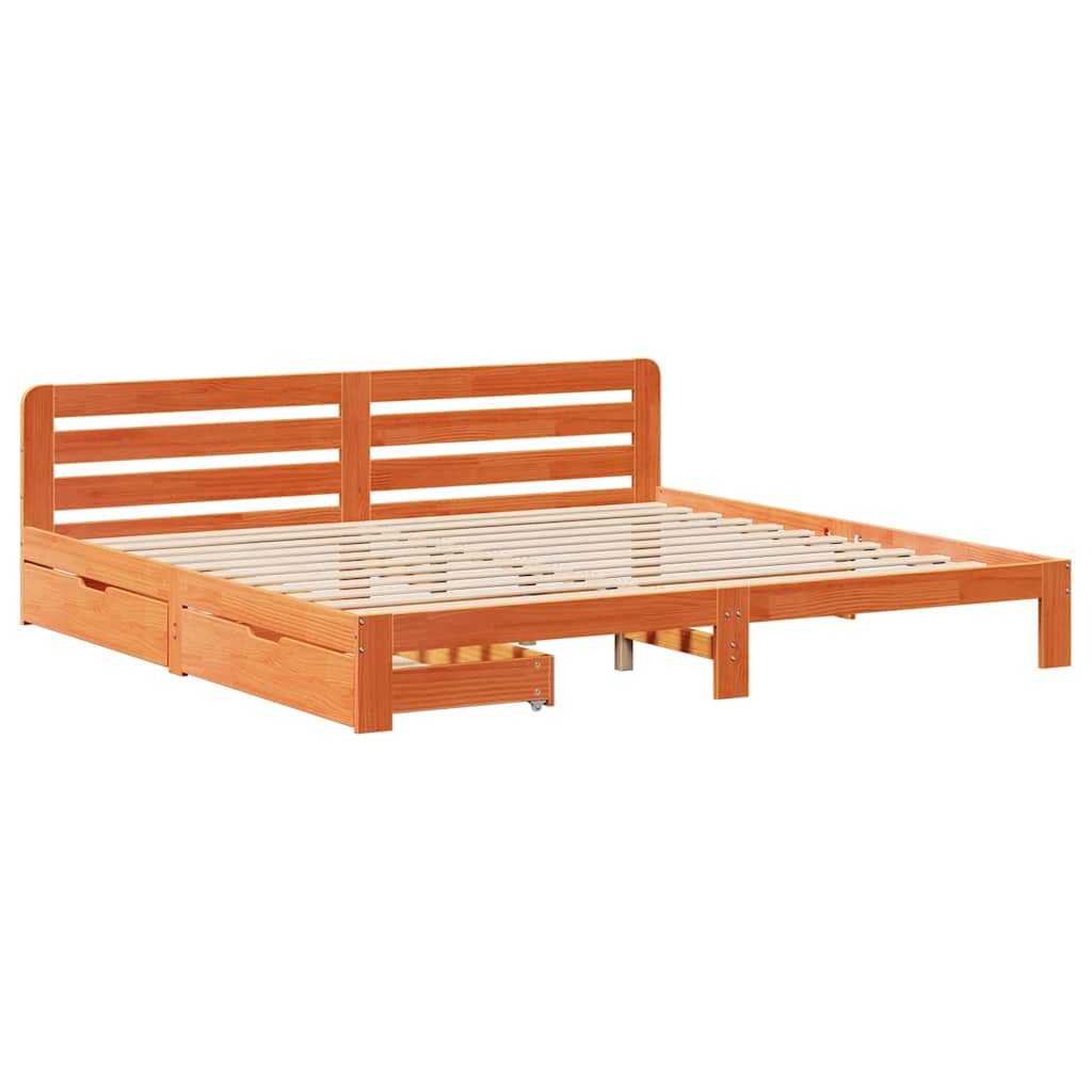 viaszbarna tömör fenyőfa ágy matrac nélkül 200 x 200 cm