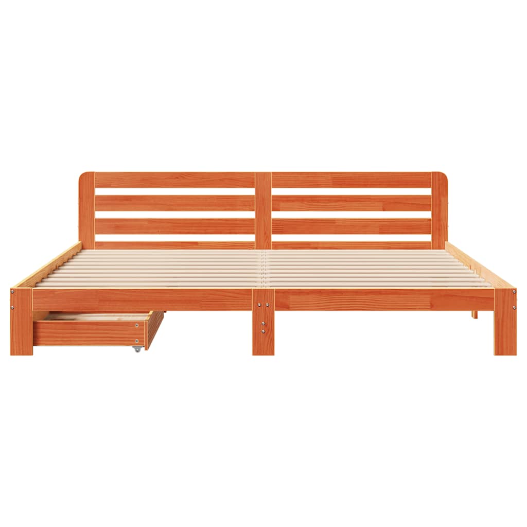 viaszbarna tömör fenyőfa ágy matrac nélkül 200 x 200 cm