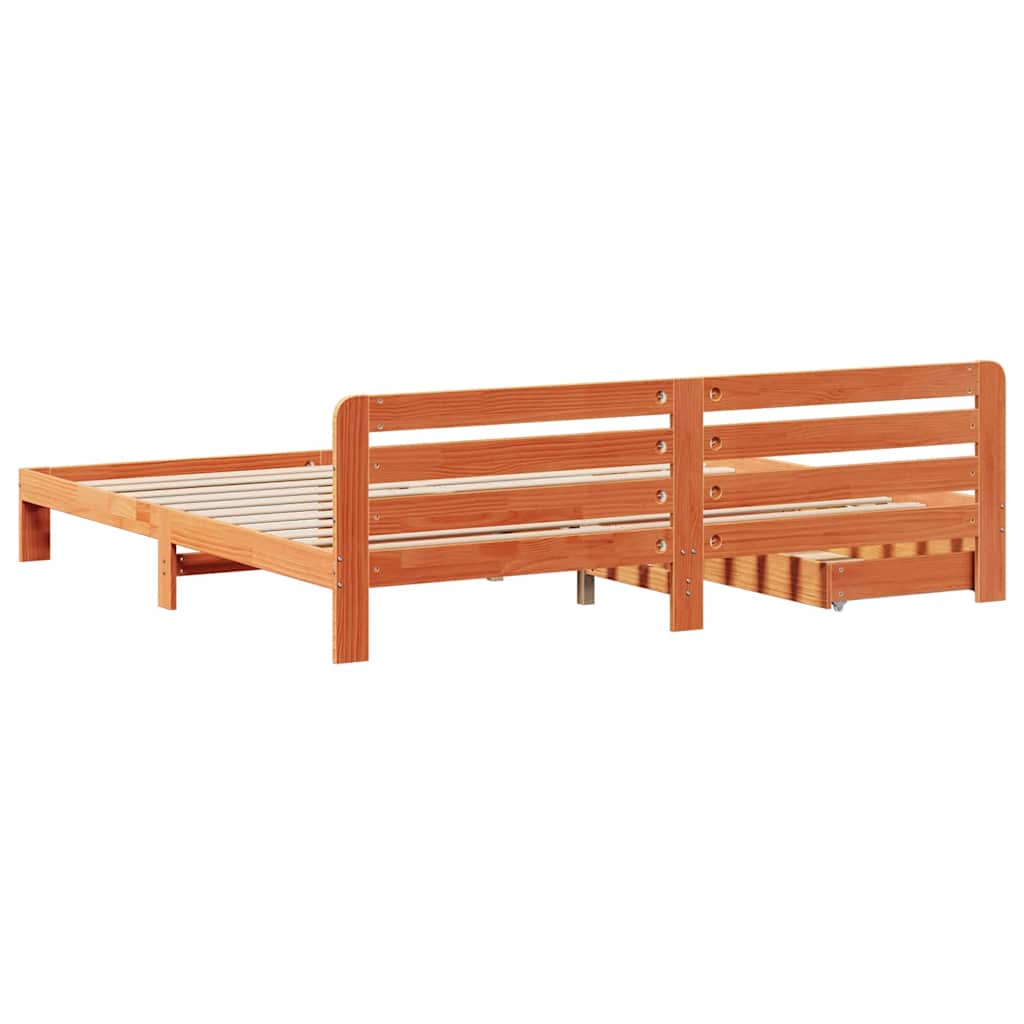 viaszbarna tömör fenyőfa ágy matrac nélkül 200 x 200 cm