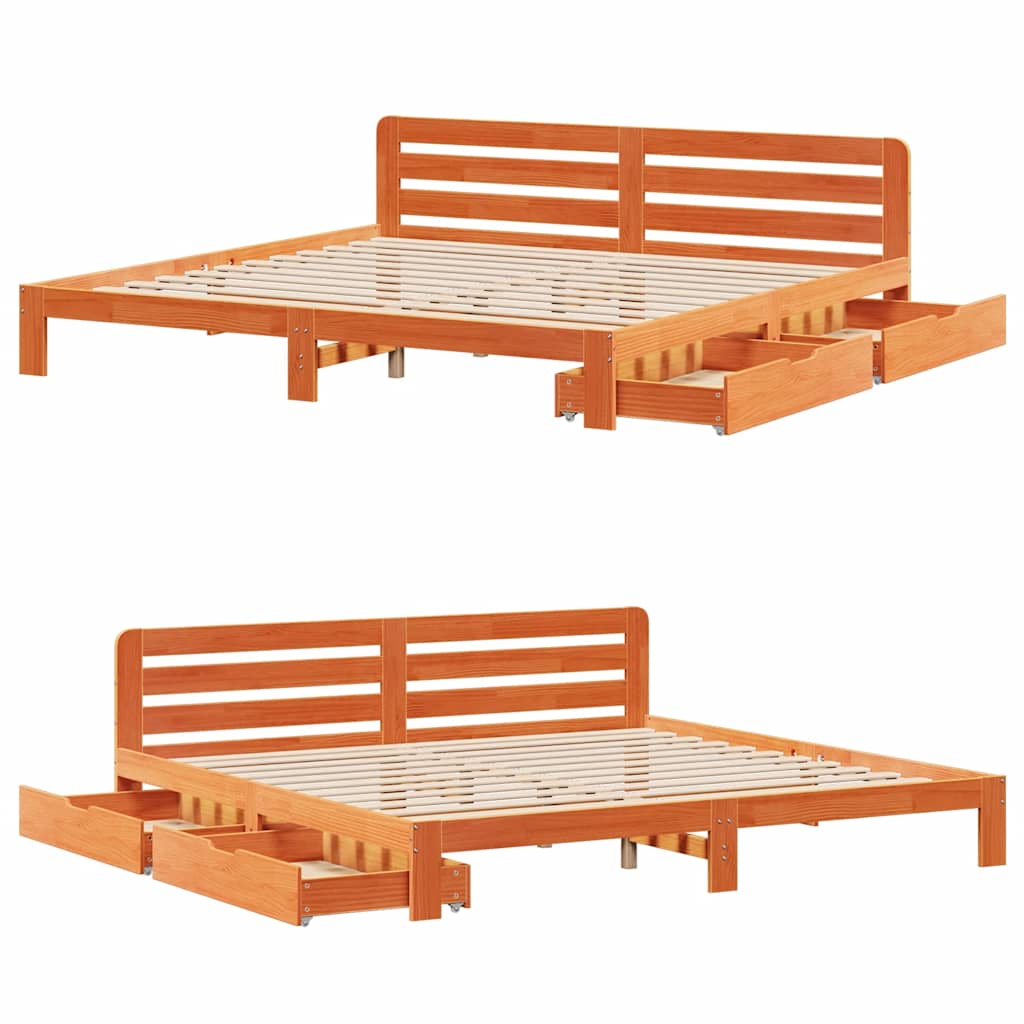 viaszbarna tömör fenyőfa ágy matrac nélkül 200 x 200 cm