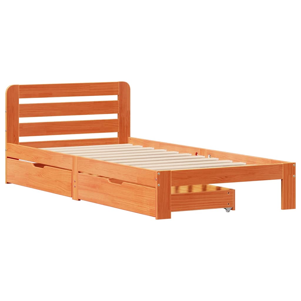 viaszbarna tömör fenyőfa ágy matrac nélkül 90 x 190 cm