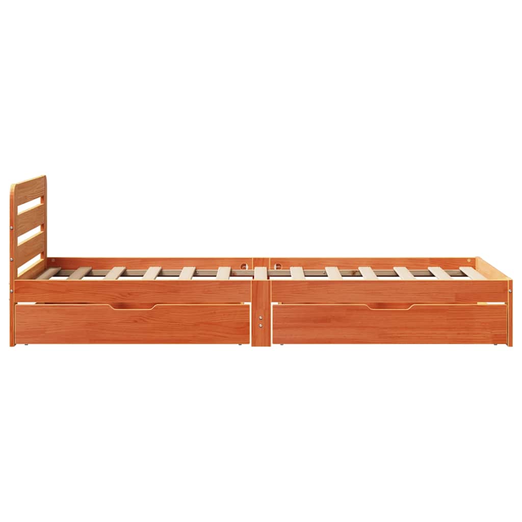 viaszbarna tömör fenyőfa ágy matrac nélkül 90 x 190 cm