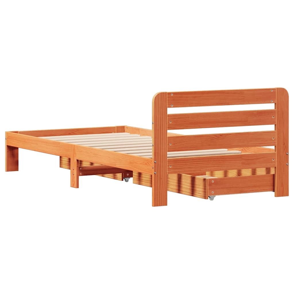viaszbarna tömör fenyőfa ágy matrac nélkül 90 x 190 cm