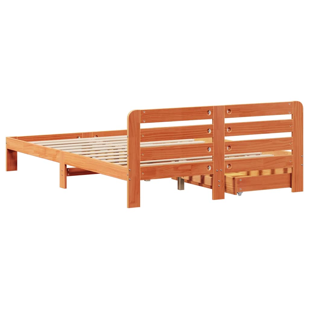 viaszbarna tömör fenyőfa ágy matrac nélkül 120 x 190 cm