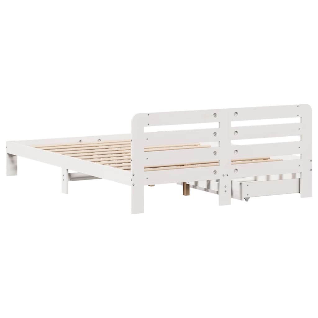 fehér tömör fenyőfa ágy matrac nélkül 135 x 190 cm