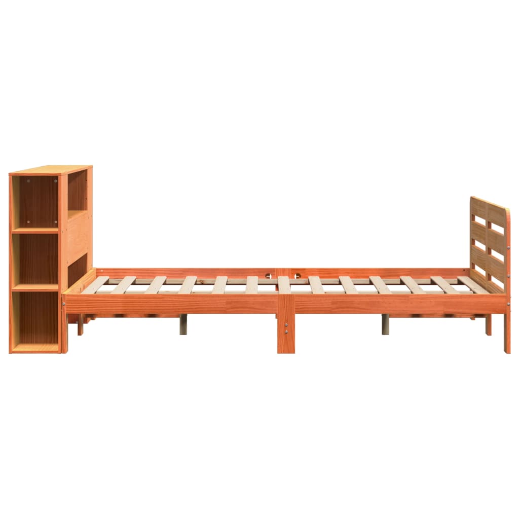 viaszbarna tömör fenyőfa ágy matrac nélkül 140 x 200 cm