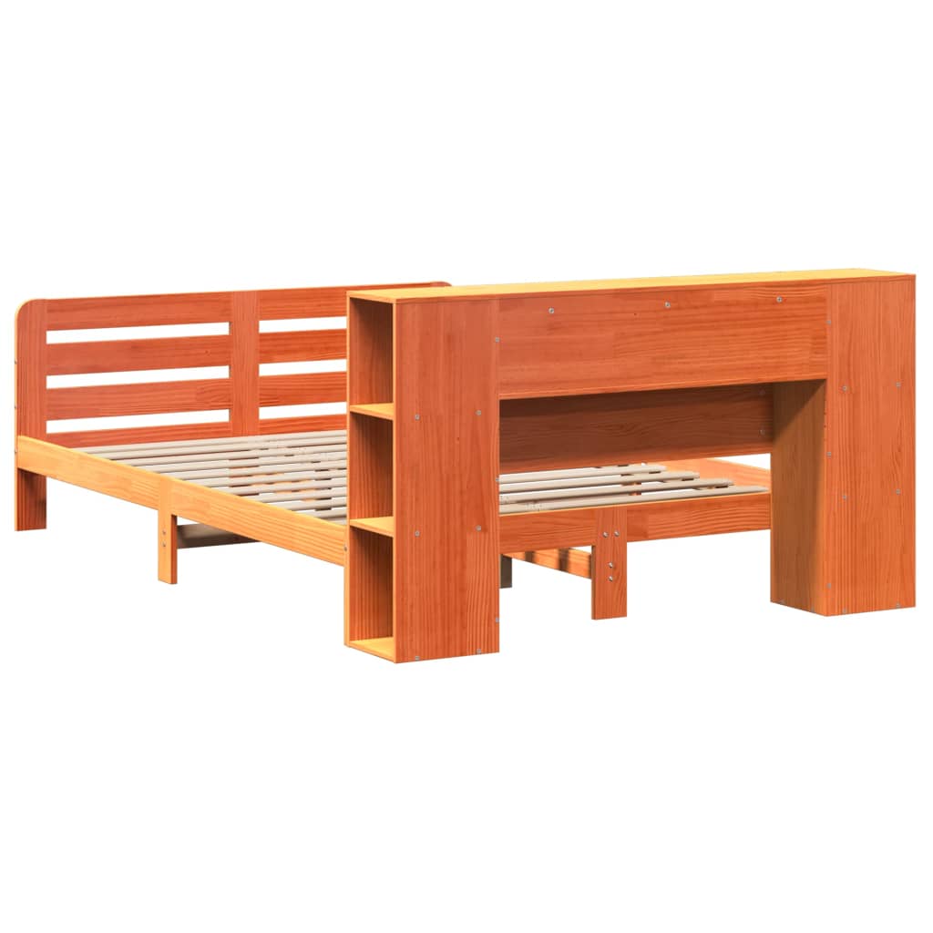 viaszbarna tömör fenyőfa ágy matrac nélkül 140 x 200 cm