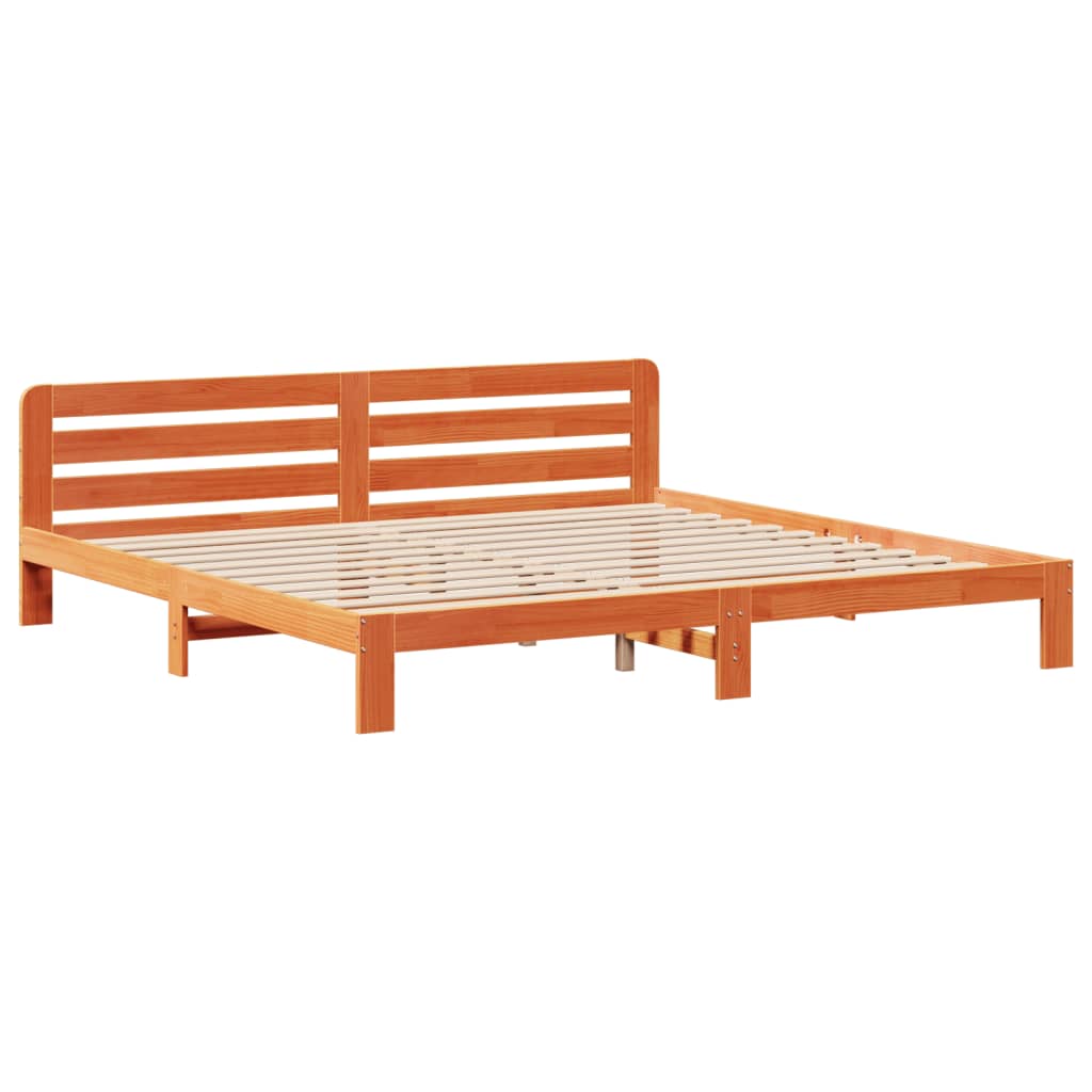 viaszbarna tömör fenyőfa ágy matrac nélkül 180 x 200 cm