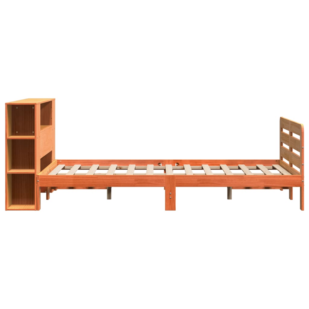 viaszbarna tömör fenyőfa ágy matrac nélkül 135 x 190 cm