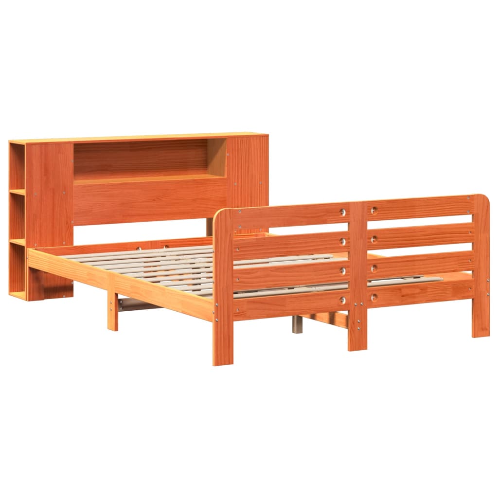 viaszbarna tömör fenyőfa ágy matrac nélkül 140 x 190 cm