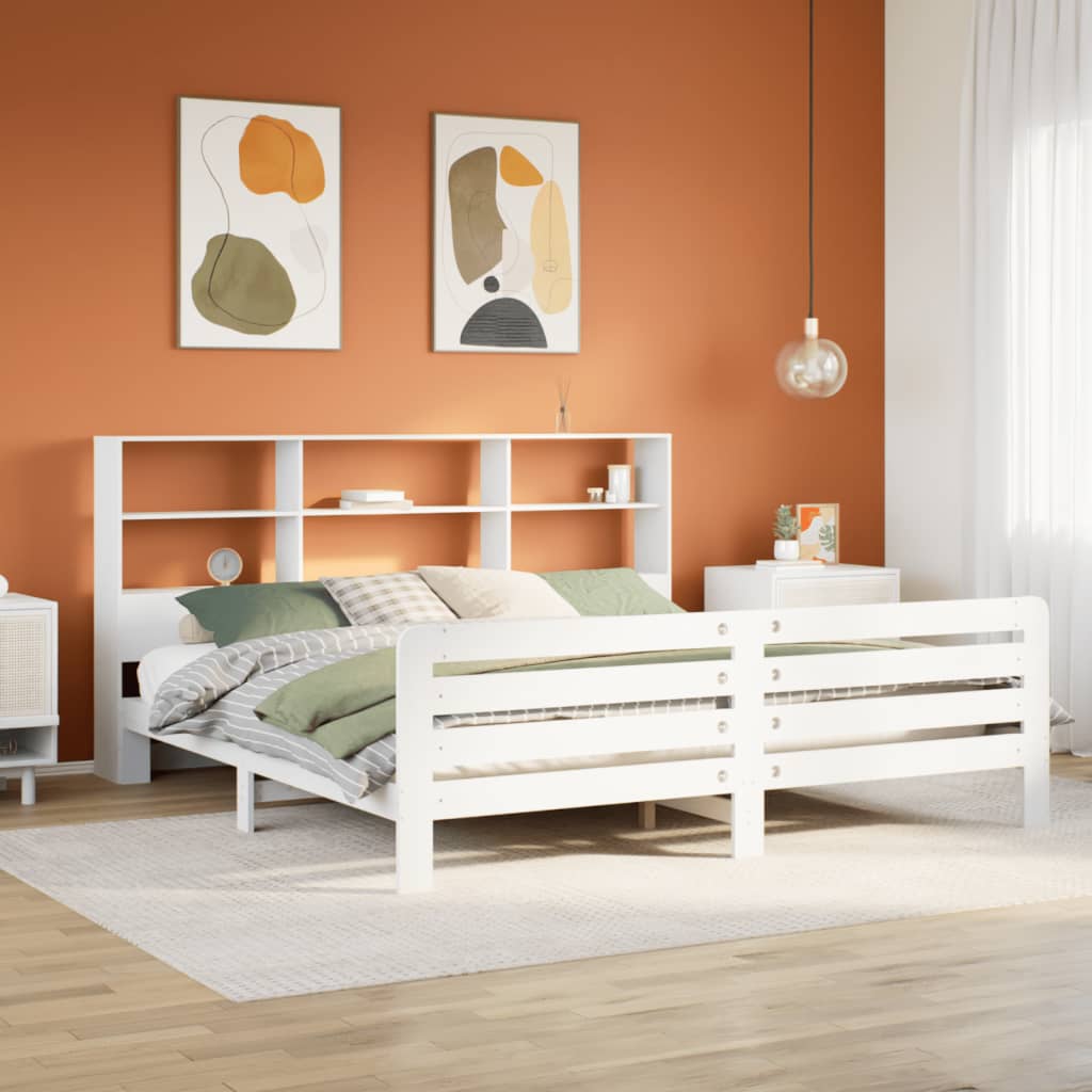 fehér tömör fenyőfa ágy matrac nélkül 180 x 200 cm