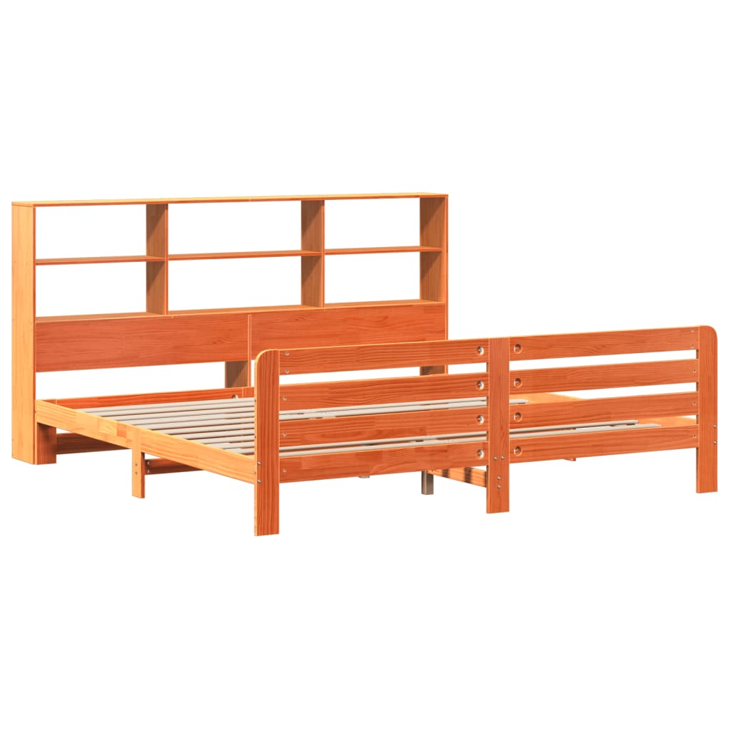 viaszbarna tömör fenyőfa ágy matrac nélkül 200 x 200 cm
