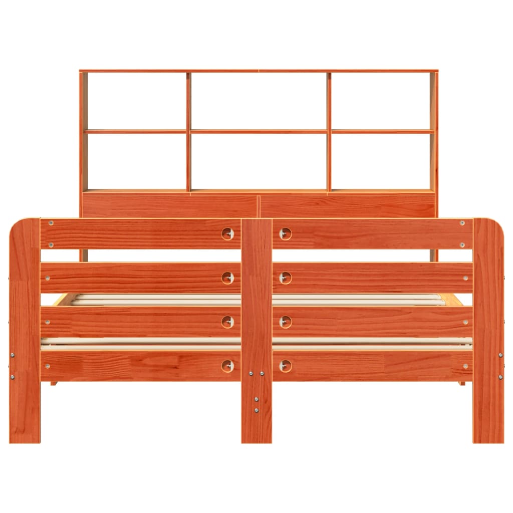 viaszbarna tömör fenyőfa ágy matrac nélkül 135 x 190 cm