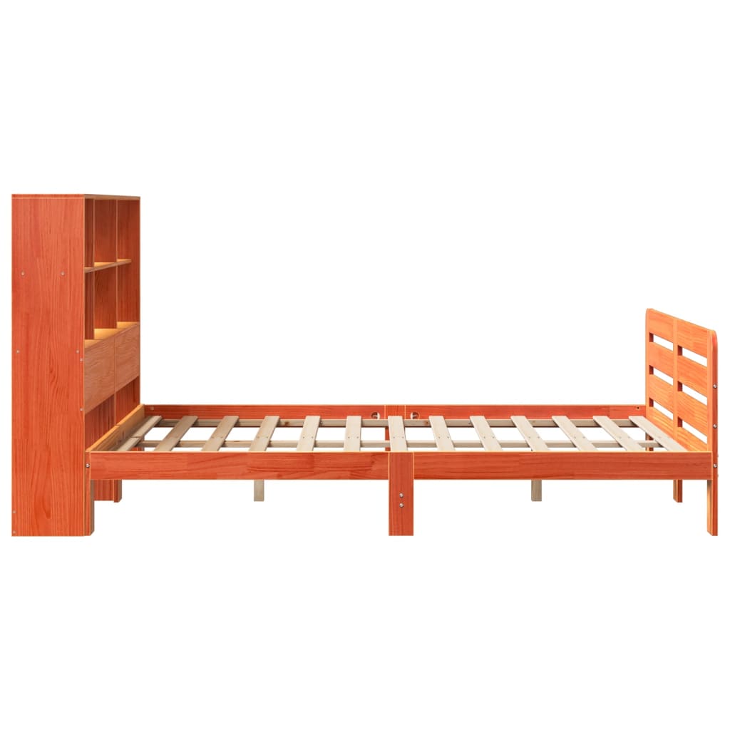 viaszbarna tömör fenyőfa ágy matrac nélkül 140 x 190 cm