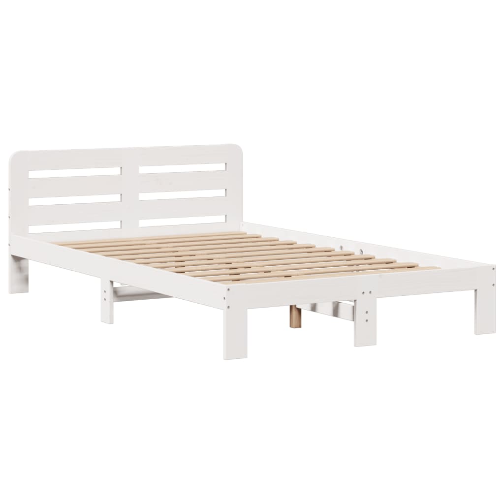 fehér tömör fenyőfa könyvespolcos ágy matrac nélkül 135x190 cm