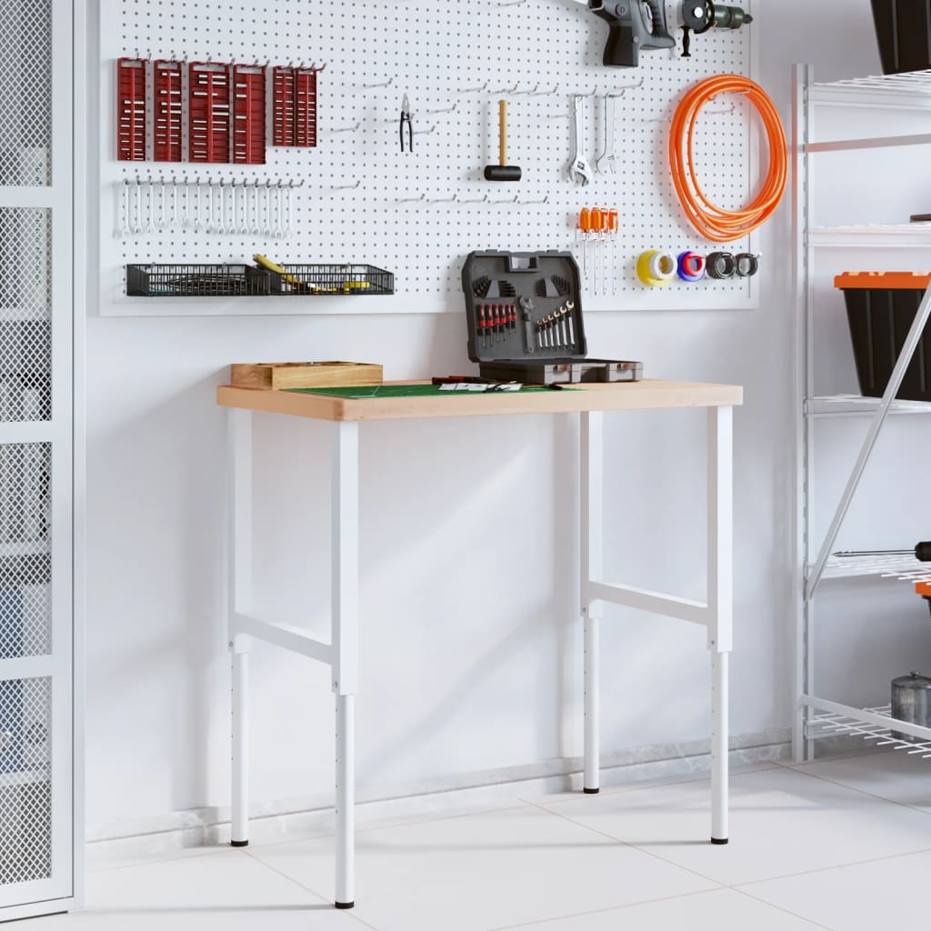 tömör bükkfa négyszög alakú munkapad 100 x 60 x (73-99,5) cm