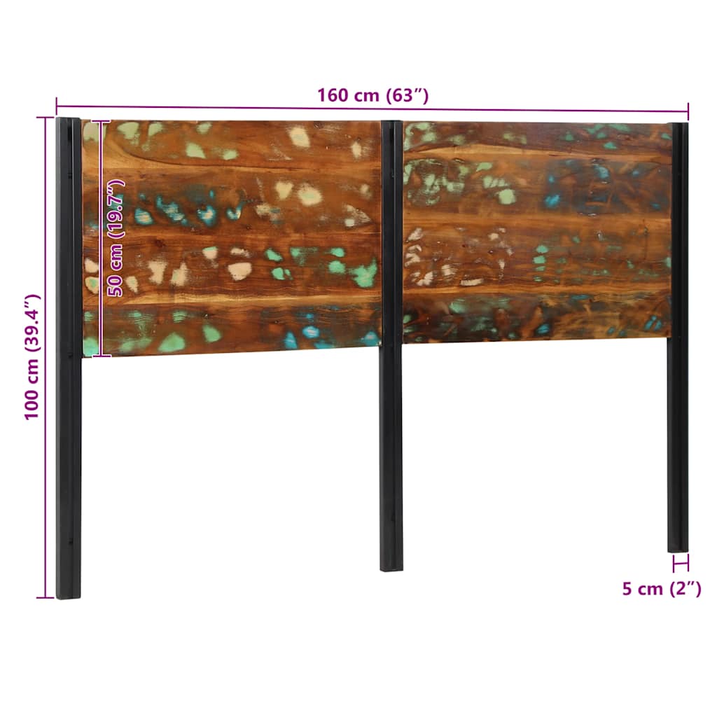 tömör újrahasznosított fa és vas fejtámla 160 cm
