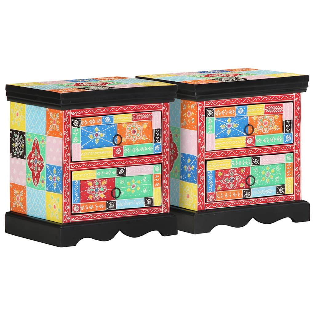 Éjjeliszekrény 2 pcs Sokszínű 40 x 35 x 45 cm Tömör Mangófát