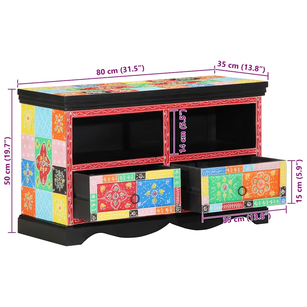 TV szekrény fiókkal Sokszínű 80 x 35 x 50 cm Tömör Mangófát