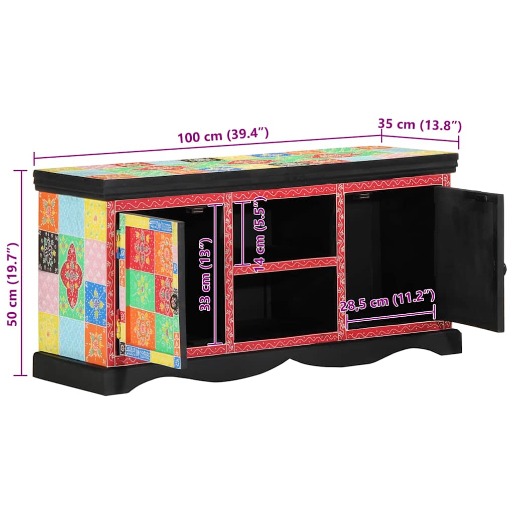 TV szekrény Sokszínű 100 x 35 x 50 cm Tömör Mangófát