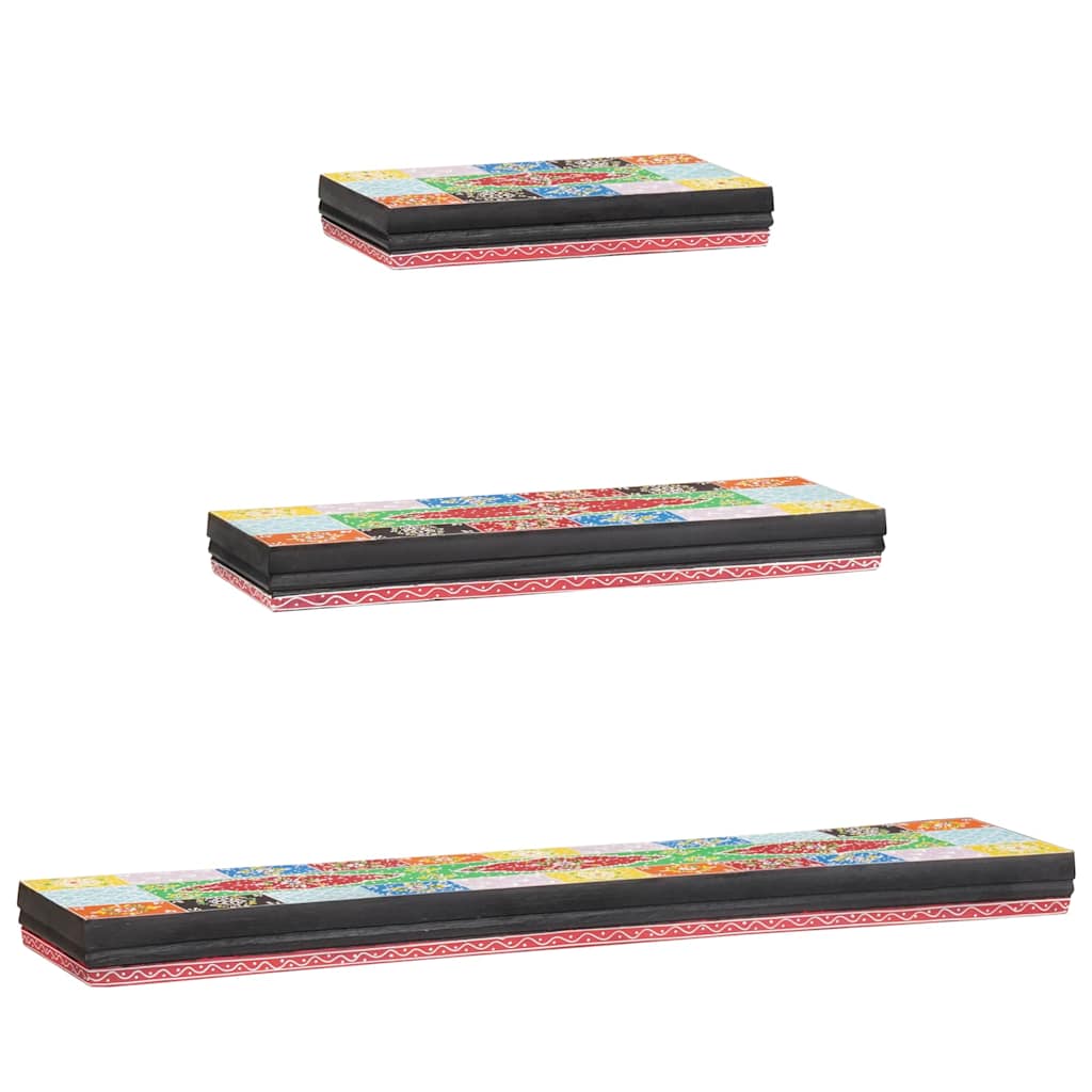 Falpolcok 3 pcs Sokszínű 100 x 20 x 6 cm Tömör Mangófát