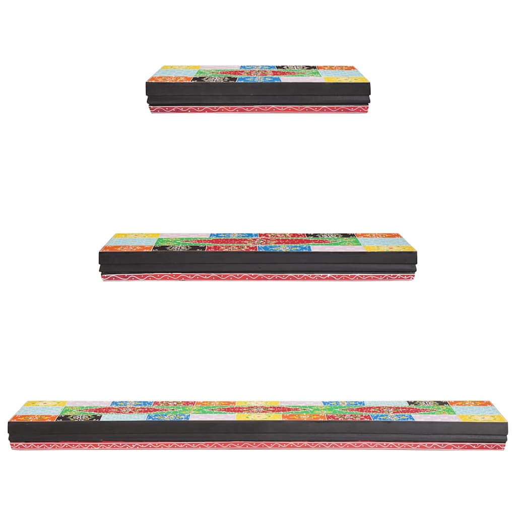 Falpolcok 3 pcs Sokszínű 100 x 20 x 6 cm Tömör Mangófát