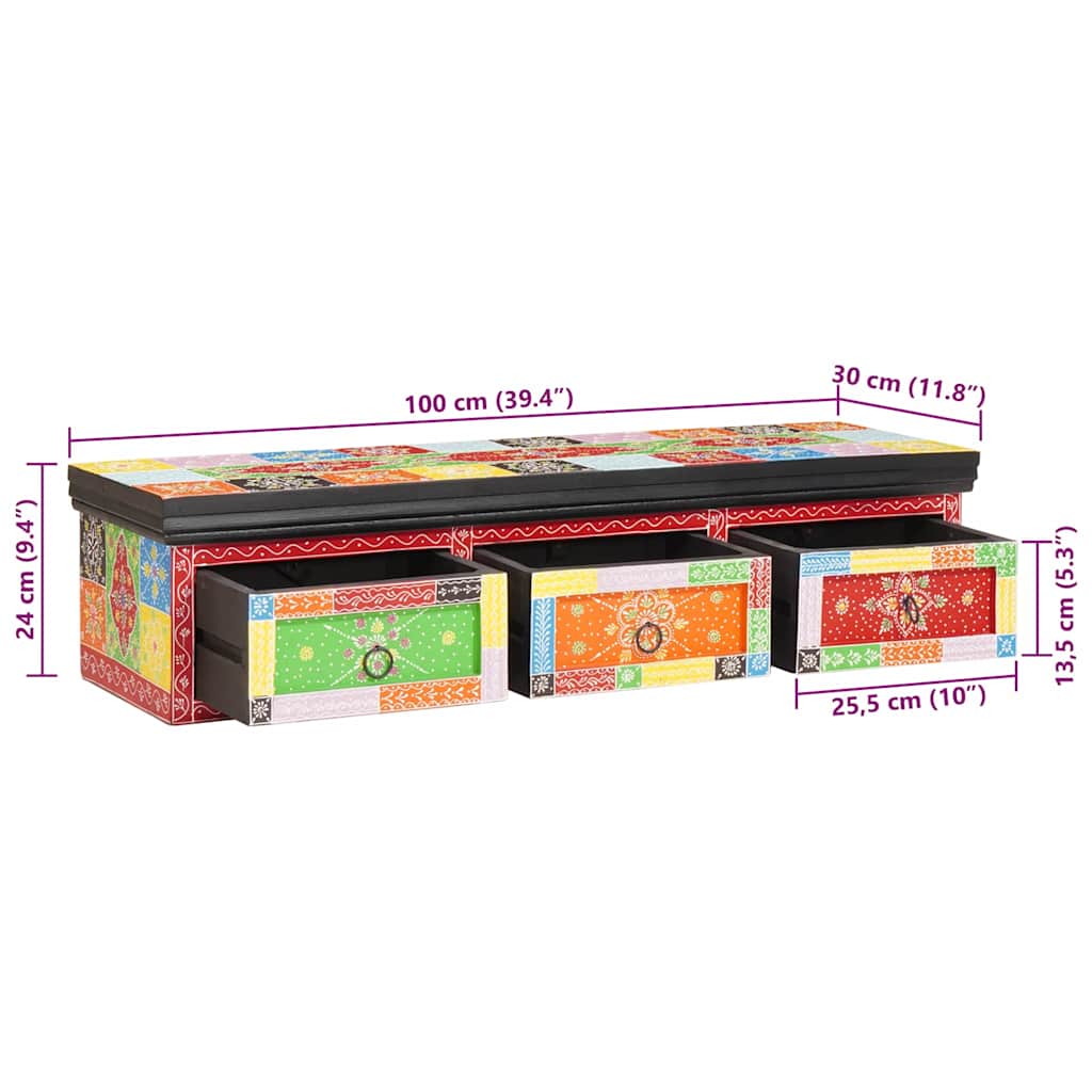 TV szekrény fiókkal Sokszínű 100 x 30 x 24 cm Tömör mangófa