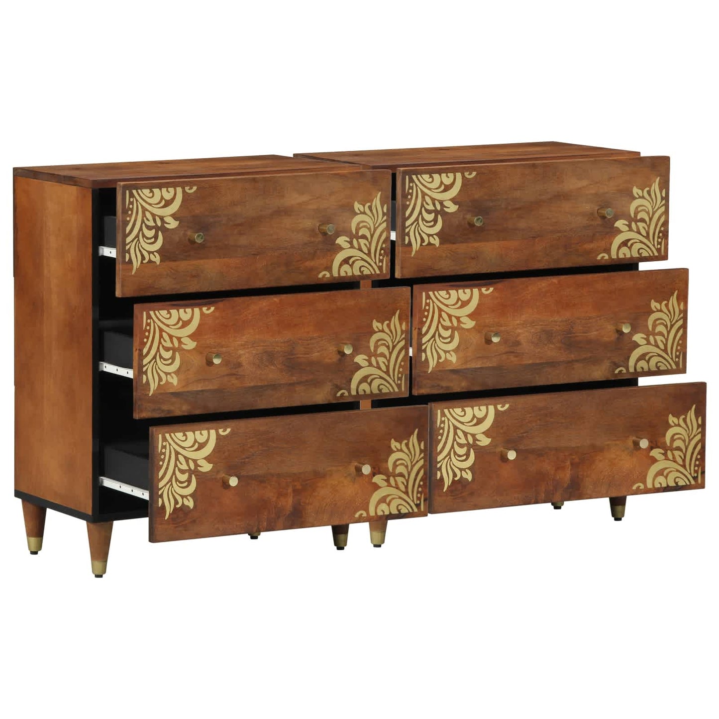 Széf fiókkal 2 pcs mézbarna 60 x 33 x 75 cm Tömör Mangófát