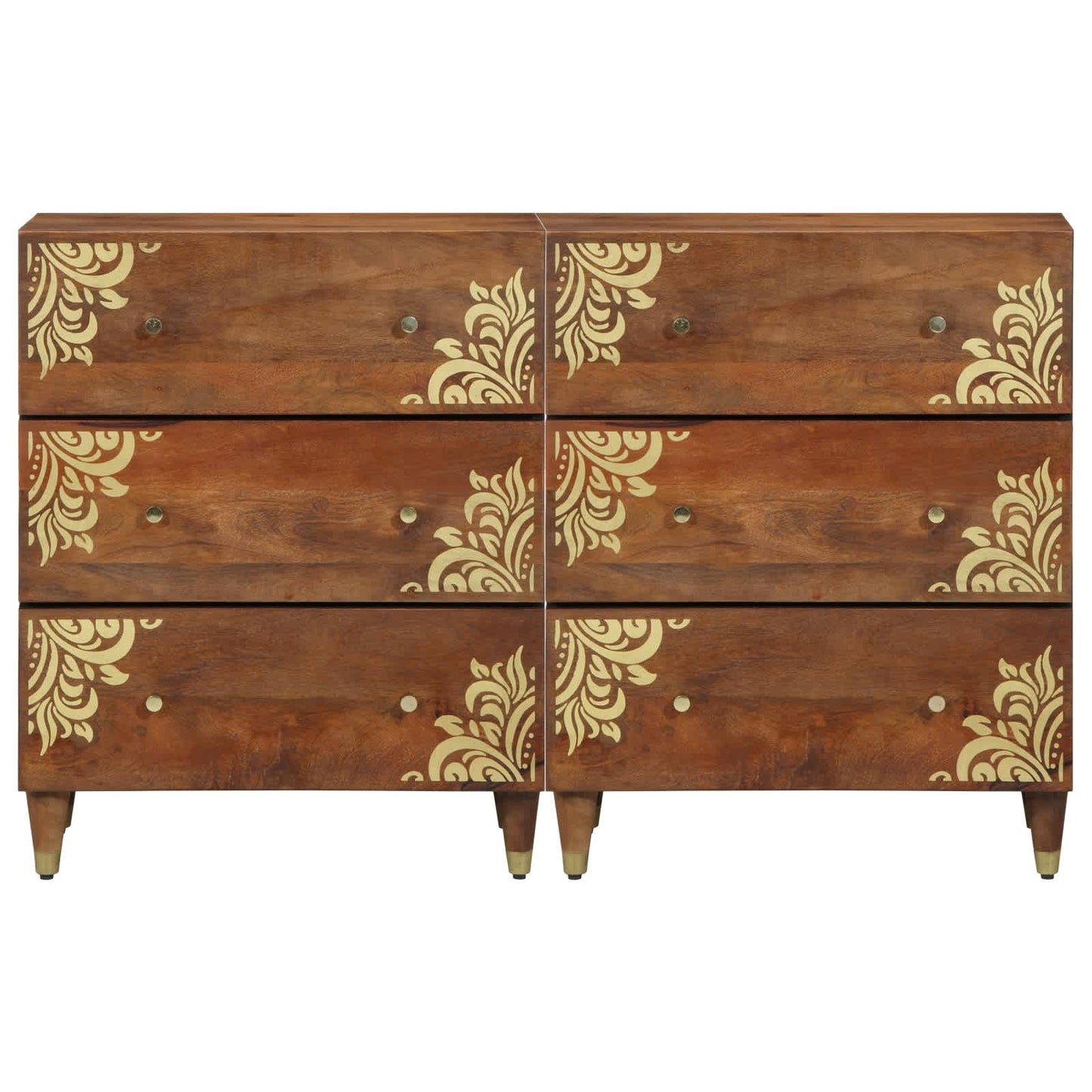Széf fiókkal 2 pcs mézbarna 60 x 33 x 75 cm Tömör Mangófát