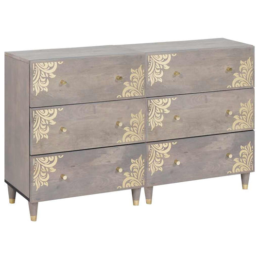 Széf fiókkal 2 pcs Szürke 60 x 33 x 75 cm Tömör Mangófát