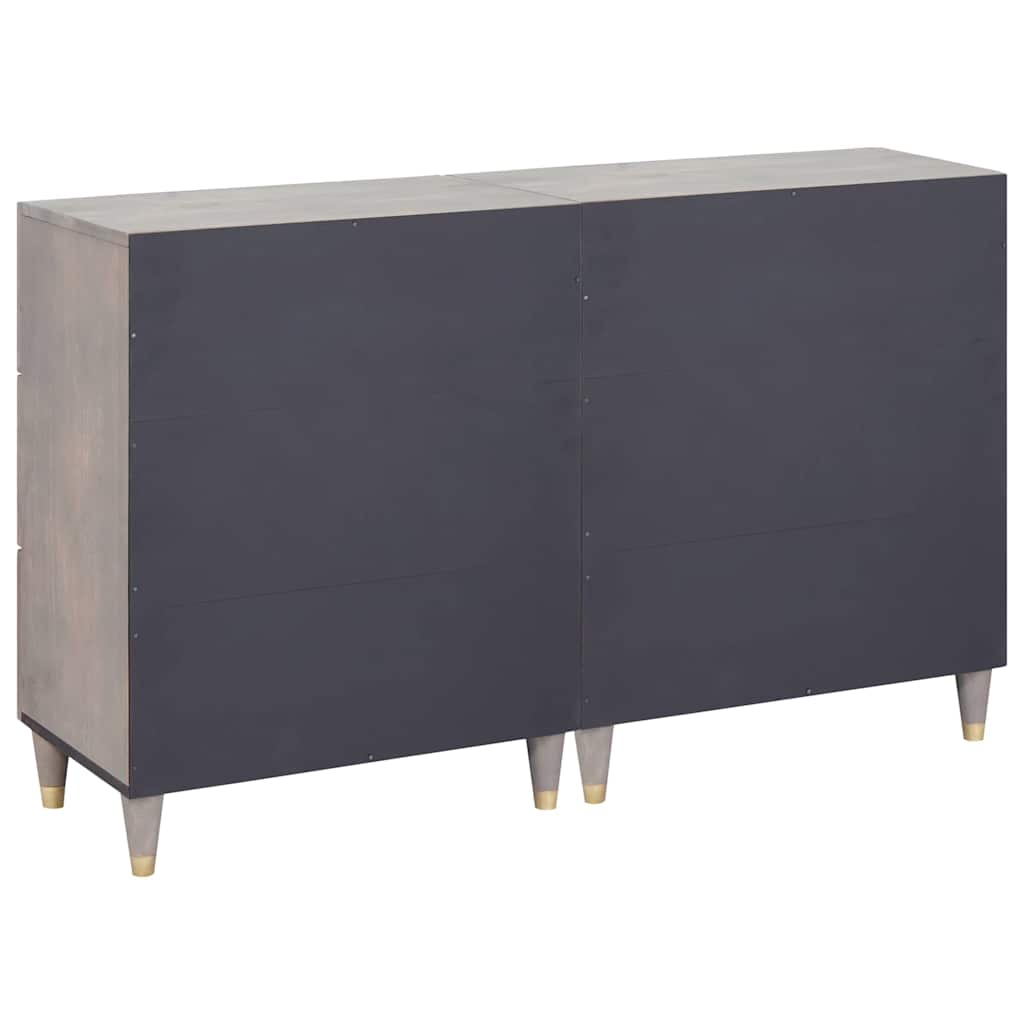 Széf fiókkal 2 pcs Szürke 60 x 33 x 75 cm Tömör Mangófát