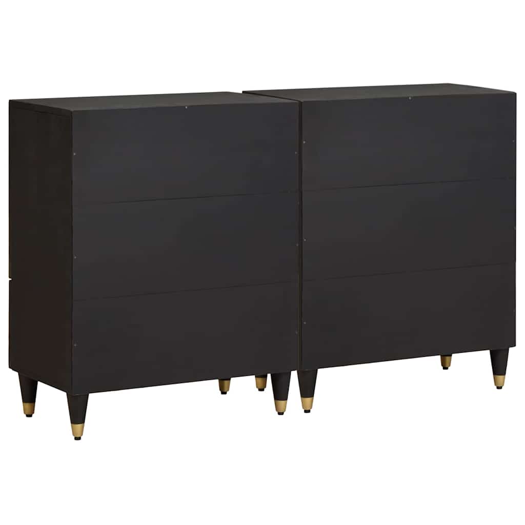 Széf fiókkal 2 pcs Fekete 60 x 33 x 75 cm Tömör Mangófát