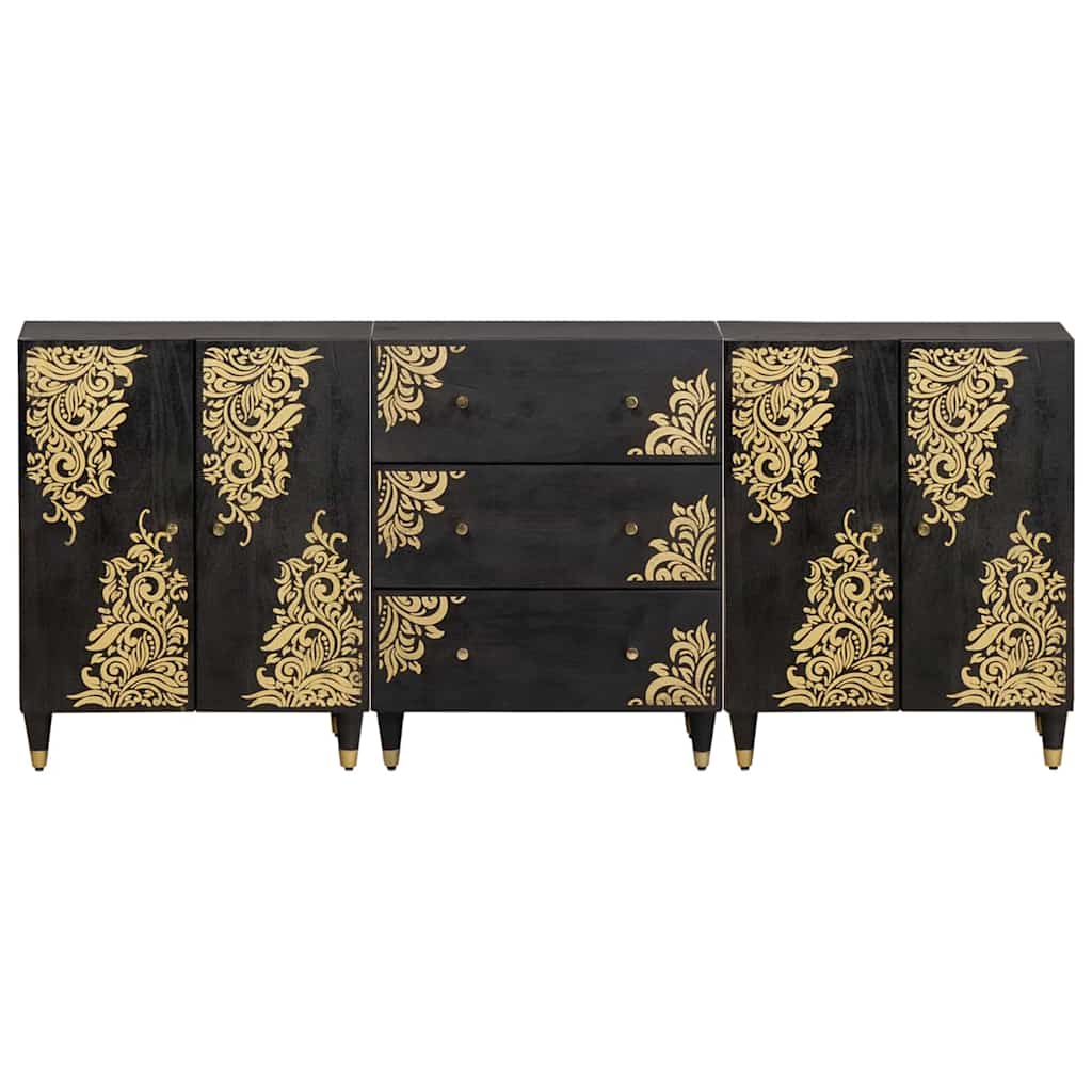 Fürdőszobai Szekrény Szett 3 pcs Fekete 180 x 33 x 75 cm