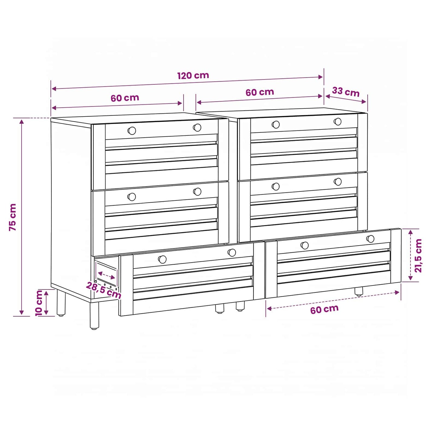 Tároló szekrények 2 db 120 x 33 x 75 cm Tömör Mangófát Sokszínű