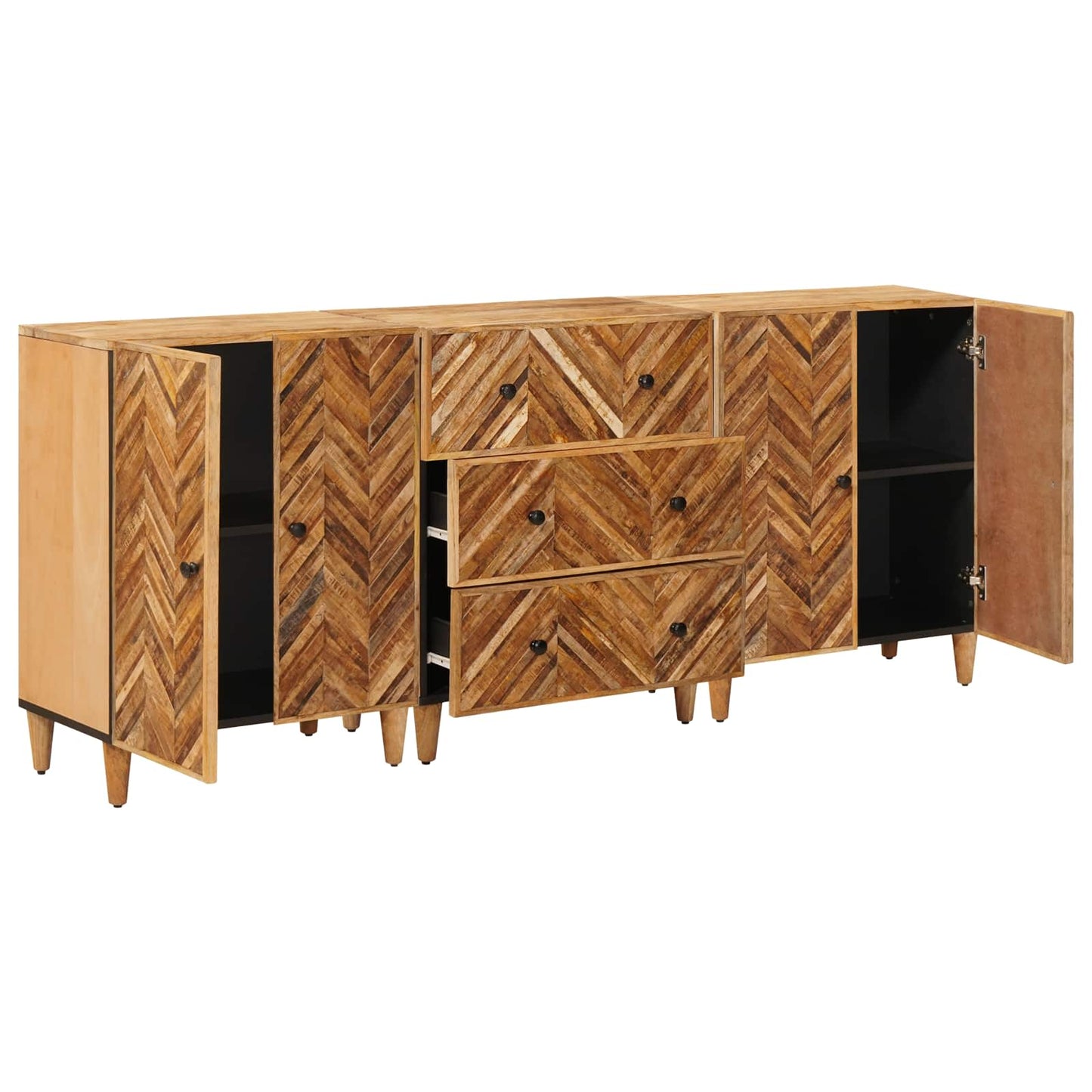 Tároló szekrények 3 pcs Barna 60 x 33,5 x 75 cm Tömör Mangófát