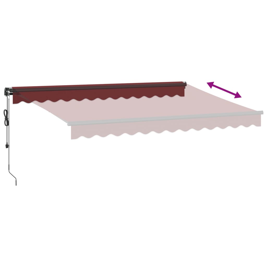burgundi vörös automata kihúzható LED-es napellenző 350x250 cm