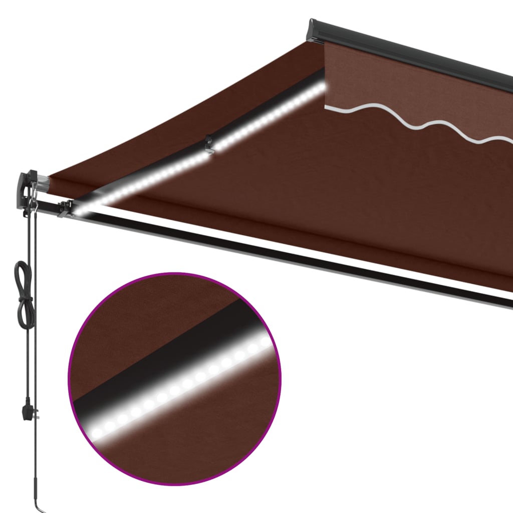 barna automata kihúzható LED-es napellenző 350 x 250 cm