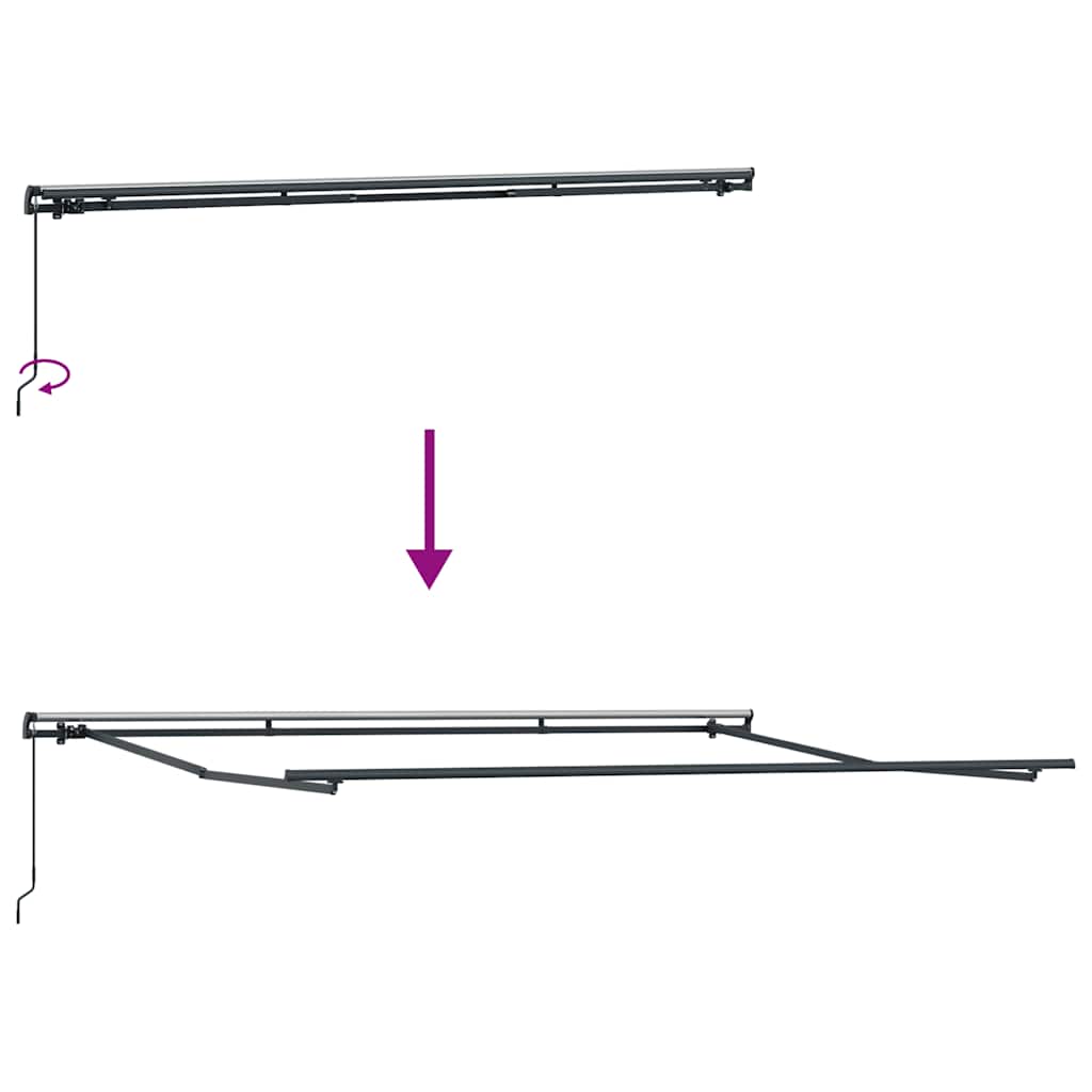 antracitszürke és fehér kézzel kihúzható napellenző 400 x 300cm